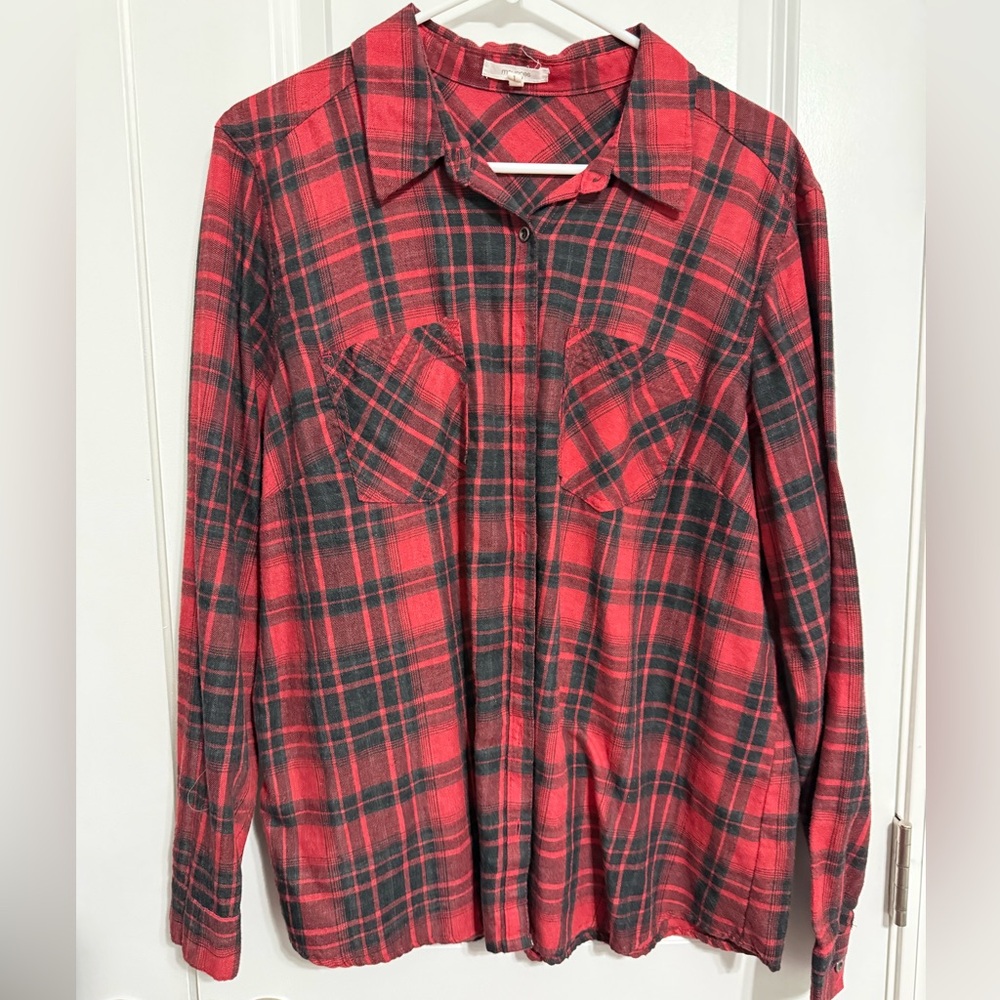 Red and Black Plaid Women's Shirt